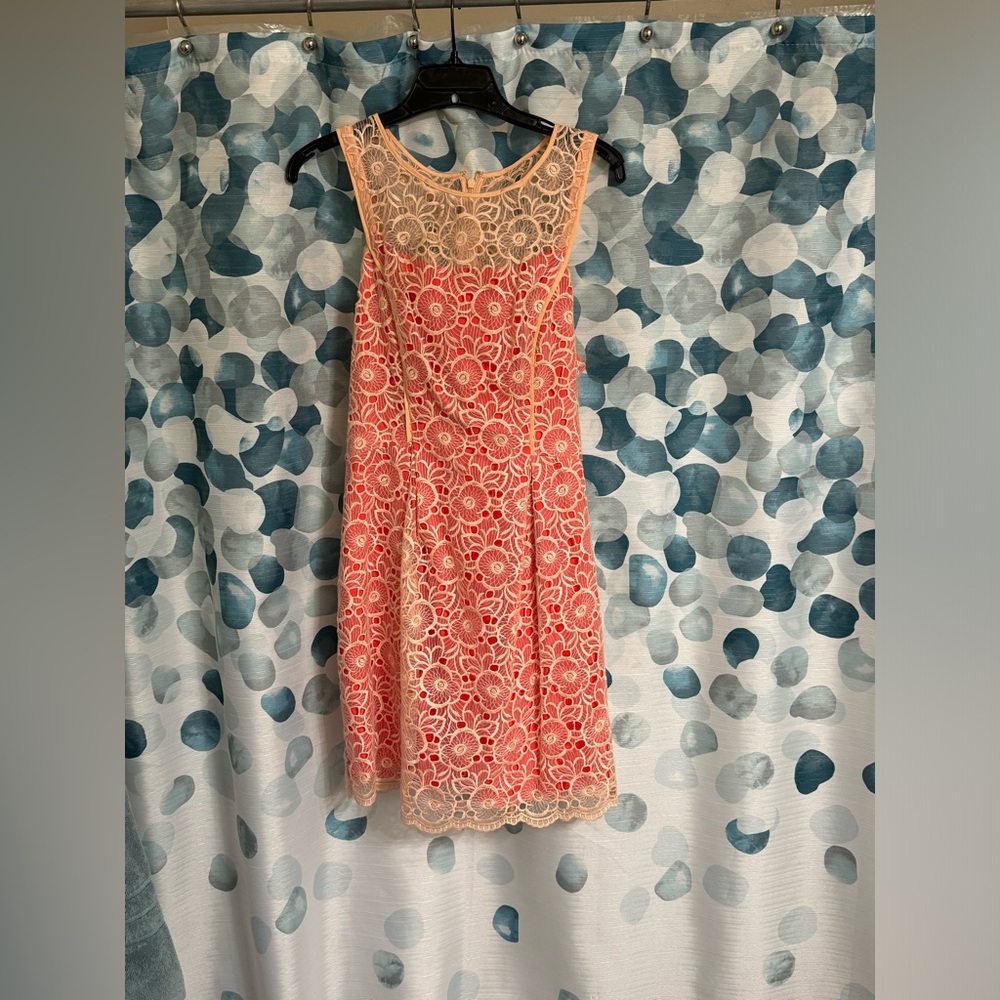 Jessica Simpson Peach Pink Lace Halter Sheath Mini Cocktail Dress - Sz 12